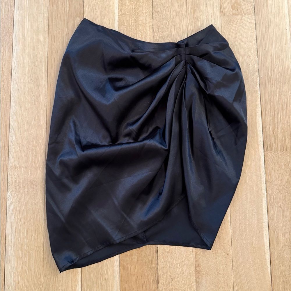 SHEIN Black Asymmetrical Draped Skirt